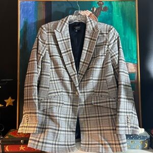 Talbots Petite Plaid Blazer with Navy Lining Size 4p